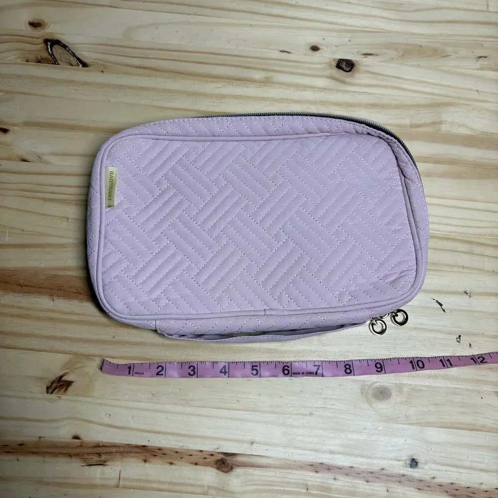 Bagsmart Womens Jewelry Case Organizer Travel Pink Blush Quilted Zip Around